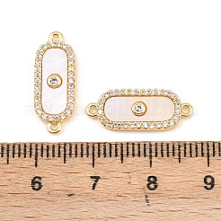 Brass Micro Pave Clear Cubic Zirconia Oval Connector Charms&nbsp;KK-Z140-04G