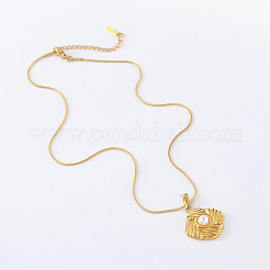 3Pcs European Stainless Steel Pave Imitation Pearl Rhombus Pendant Necklaces for Women&nbsp;NK6279
