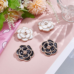 4Pcs 2 Colors Camellia Enamel Pins&nbsp;JEWB-ME0001-10