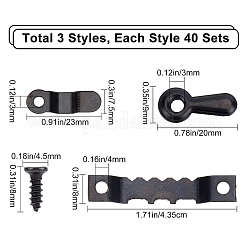 120Sets 3 Style Iron Picture Frame Turn Button&nbsp;AJEW-GF0004-47