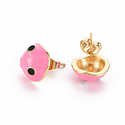 Brass Enamel Stud Earrings&nbsp;EJEW-S210-021-NR