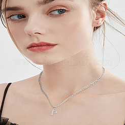 1Pc 304 Stainless Steel Letter Pendant Necklaces&nbsp;NJEW-LP0001-33P-P