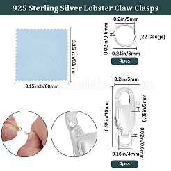 4Pcs 925 Sterling Silver Lobster Claw Clasps&nbsp;STER-BBC0009-40B