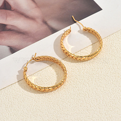 Ring with Wheat Stainless Steel Hoop Earrings&nbsp;KR5657