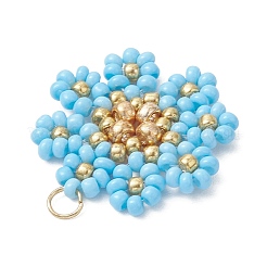 Glass Seed Beaded Flower Pendants&nbsp;PALLOY-MZ01181-04