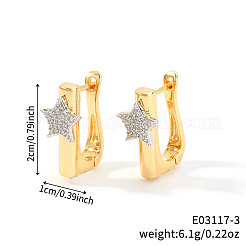 Brass Clear Cubic Zirconia Hoop Earrings&nbsp;PP3741-1
