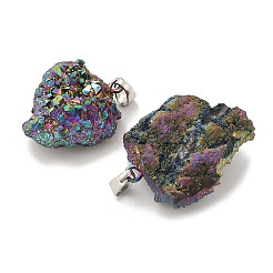 Electroplated Raw Rough Natural Druzy Agate Pendants&nbsp;G-H084-07P-04
