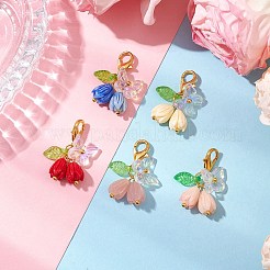 5Pcs Rose Butterfly Resin Pendant Decoration&nbsp;HJEW-JM02939