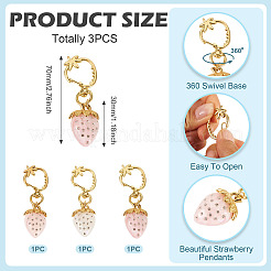 3Pcs Resin Rhinestone Strawberry Pendants Decoration&nbsp;HJEW-TAC0094