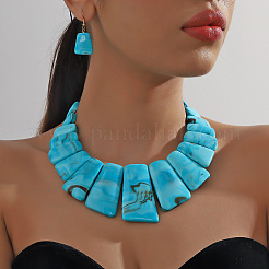 Trapezoid Acrylic Beaded Necklaces & Dangle Earrings Sets for Women&nbsp;WGD2EAB-03