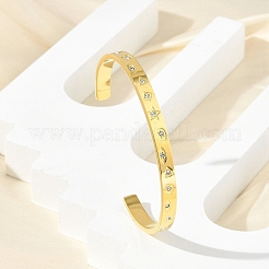 304 Stainless Steel Cuff Bangles&nbsp;BJEW-P348-02B-G