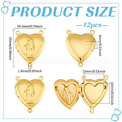 12Pcs Brass Heart Locket Connector Charms&nbsp;KK-MA0001-02