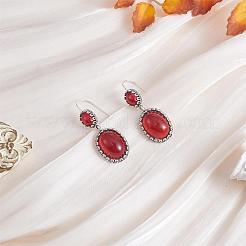 Red Resin Oval Dangle Earrings&nbsp;JE1087A
