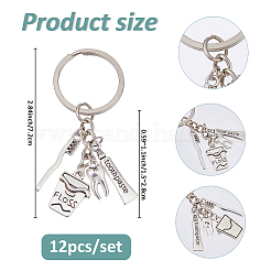 12Pcs Teeth Care Alloy Keychain&nbsp;KEYC-FH00073