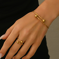 Stainless Steel Round Cuff Bangle & Rings Sets for Women&nbsp;XN0505
