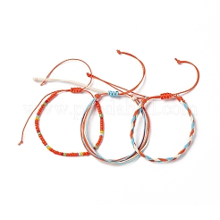3Pcs 3 Style Plastic Braided Bead Bracelets Set&nbsp;BJEW-B065-08A