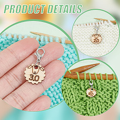 12Pcs 12 Style Sheep with Number Wood Pendant Locking Stitch Markers&nbsp;HJEW-AB00642