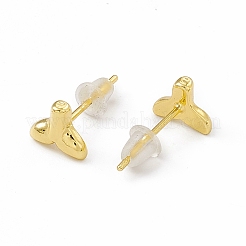 Brass Whale Tail Shape Stud Earrings for Women&nbsp;EJEW-P211-04G