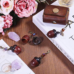 4Pcs Wood & Glass Pendant Decoration&nbsp;HJEW-CA00033