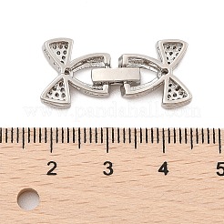 Brass Micro Pave Clear Cubic Zirconia Fold Over Clasps&nbsp;KK-C075-04P