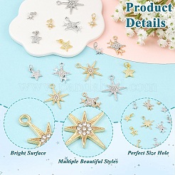 16Pcs 8 Styles Brass & Alloy & Rhinestone & Cubic Zirconia Pendants Sets&nbsp;FIND-YW0011-28
