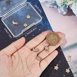 12Pcs 3 Style Brass Micro Pave Clear Cubic Zirconia Charms&nbsp;KK-BBC0007-24