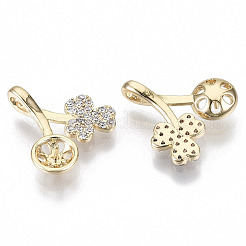 Brass Micro Pave Clear Cubic Zirconia Peg Bails Pendants&nbsp;KK-N233-036-NF