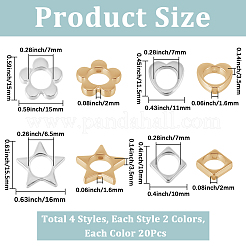 160Pcs 8 Styles 2-Hole CCB Plastic Beads Frame&nbsp;CCB-SP0001-09