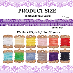 30 Yards 12 Colors Chinlon Elastic Lace Trim&nbsp;EW-FG0001-01