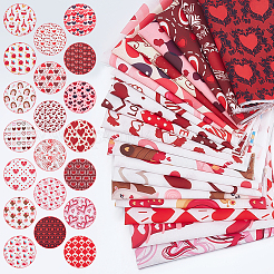 18Pcs Valentine's Day Polyester Cotton Fabric&nbsp;DIY-WH0128-65