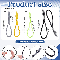 60Pcs 4 Styles Plastic & Polyester Heat Shrink Tubing Pull Tail Rope&nbsp;FIND-NB0007-10