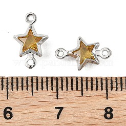 SHEGRACE Brass Pave Cubic Zirconia Star Connector Charms&nbsp;XGRQ2O701-441C-P