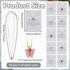 10Pcs 10 Colors Acrylic Butterfly Pendant Zinc Alloy Chain Necklaces&nbsp;NJEW-GO0001-19