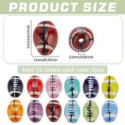 24Pcs 12 Colors Handmade Porcelain Beads Strands&nbsp;PORC-PH0001-42