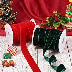 25 Yards 2 Colors Christmas Single Face Velvet Ribbon&nbsp;OCOR-YS0001-10