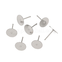 Tarnish Resistant 316 Surgical Stainless Steel Flat Round Blank Peg Stud Earring Settings&nbsp;STAS-R073-06A
