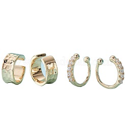 2 Pairs Brass Micro Pave Clear Cubic Zirconia Cuff Earrings&nbsp;FS-WG2DF2B-02