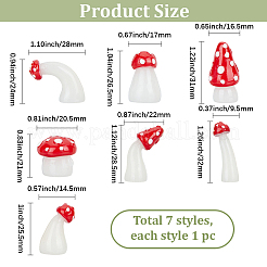 7Pcs 7 Styles Ceramic Mushroom Display Decorations&nbsp;DJEW-GF0001-99