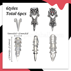 6Pcs 6 Styles Alloy Finger Rings&nbsp;RJEW-AR0001-07