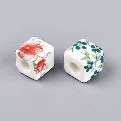 Printed Handmade Porcelain European Beads&nbsp;PORC-Q007-11