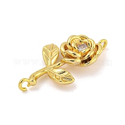 Long-Lasting Brass Micro Pave Clear Cubic Zirconia Connector Charms&nbsp;KK-O008-03A-G