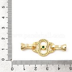 Rack Plating Brass Micro Pave Clear & Green Cubic Zirconia Fold Over Clasps&nbsp;KK-E034-54G