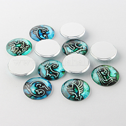 Constellation/Zodiac Sign Printed Glass Cabochons&nbsp;GGLA-A002-25mm-EE