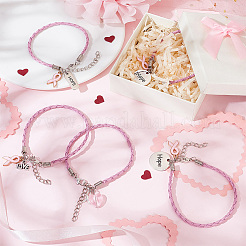 24Pcs 4 Style Alloy Enamel & Acrylic Heart Charm Bracelets Set with PU Leather Cords&nbsp;BJEW-AB00014