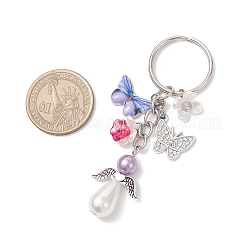 5Pcs 5 Colors Alloy Enamel with Acrylic Keychians&nbsp;KEYC-JKC01347