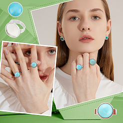 DIY Synthetic Turquoise Adjustable Ring Making Kit&nbsp;DIY-UN0003-12