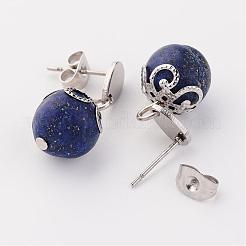 Natural Gemstone Stud Earrings&nbsp;EJEW-JE02127