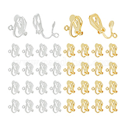 40Pcs 2 Colors Brass Clip-on Earring Findings&nbsp;KK-PH0010-11