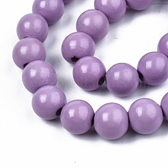 Spray Painted Natural Wood Beads Strands&nbsp;WOOD-S053-56C