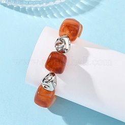 Acrylic Cube and Nuggets Beaded Stretch Bracelets for Girls&nbsp;BJEW-JB14281